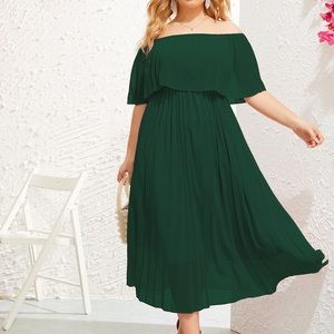 Brand new off shoulder dark green long dress